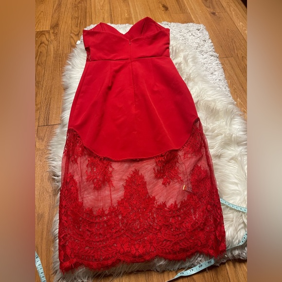 NBD Picture Me Red Lace Midi Dress Sweetheart - Picture 10 of 11